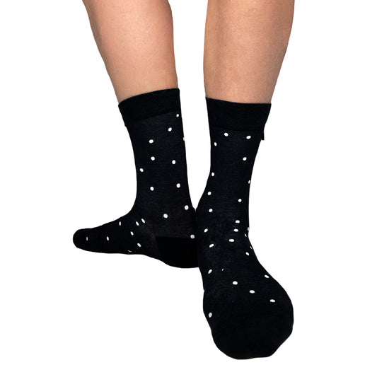 Black sock with white dots from Tag Socks